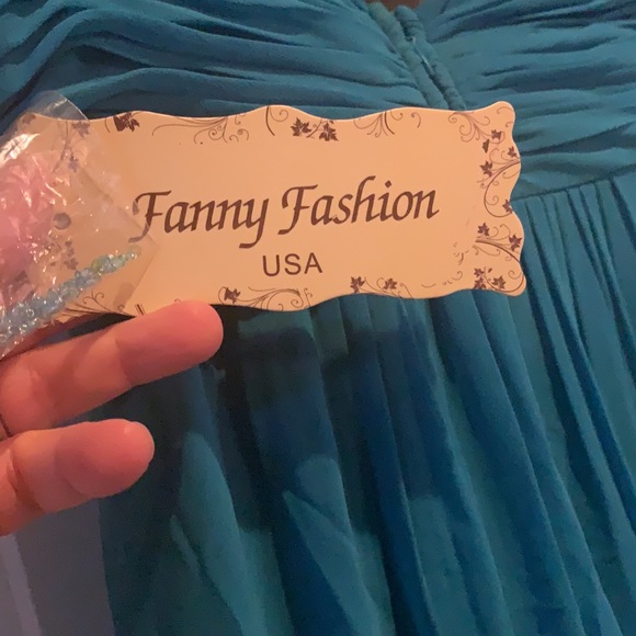 Teal floor length dress - Picture 3 of 8